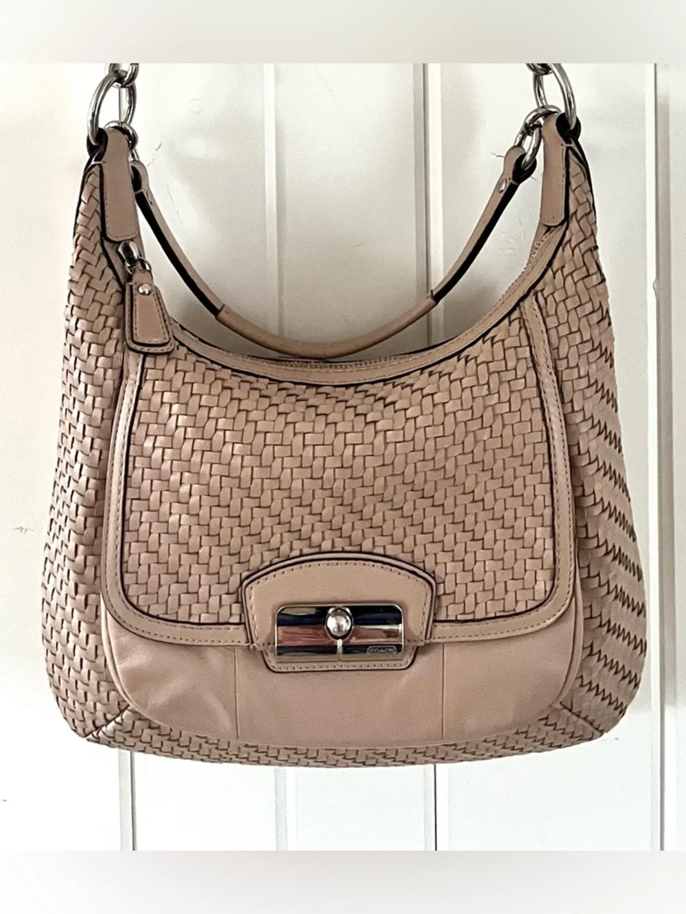 Coach Kristin Woven Leather Shoulder Bag Hobo - Picture 2 of 14